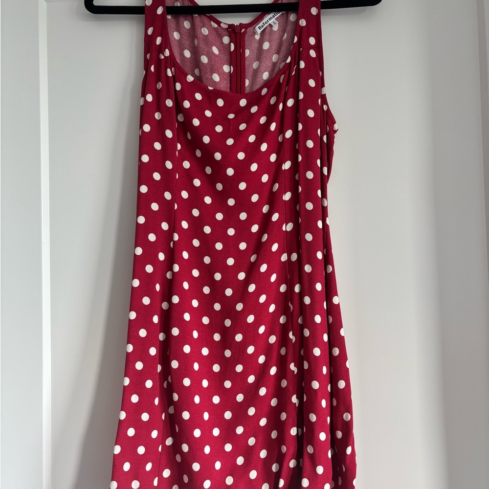 Reformation Red Scoop Neck Sleeveless Sundress
